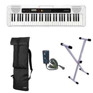 Casio CT S200 Casiotone White Keyboard with Adaptor Bag and Amee Grey Stand